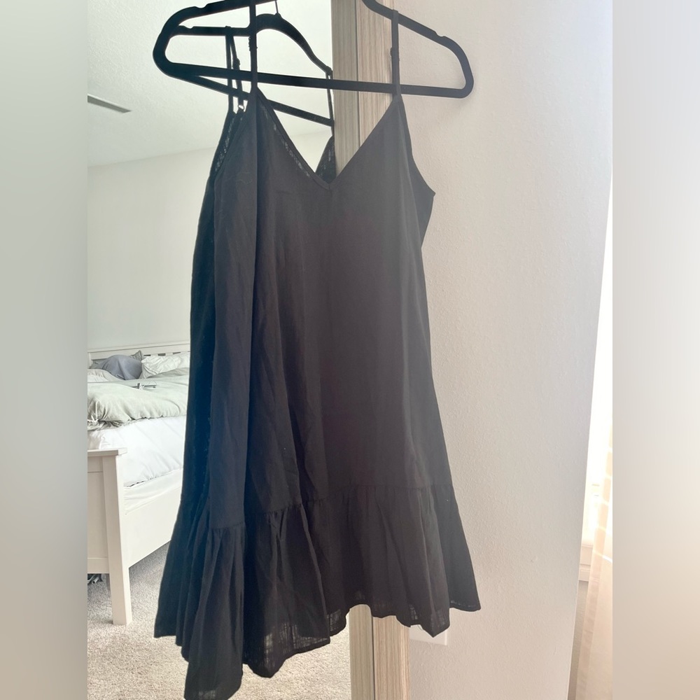 NWOT Black Ruffle Trim Cami Dress